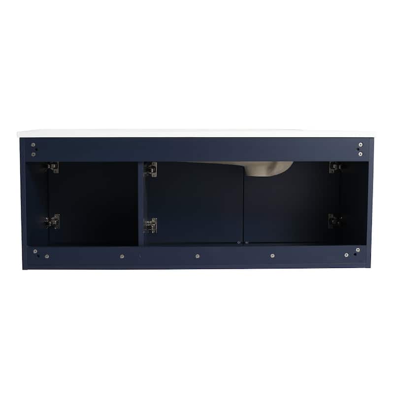 48 Inch Plywood Wall Mounted Bathroom Vanity Set with Integrated Drop-Shaped Resin Sink