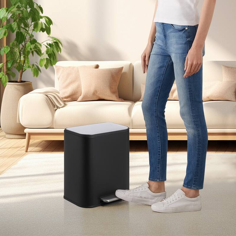 5.3 Gallon Kitchen Trash Can with Lid, Stainless Steel Step On Garbage Can