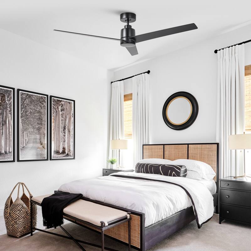 54" Matte Black 6-Speeds Indoor Ceiling Fan without Light - 54-inch W x 12.5-inch H