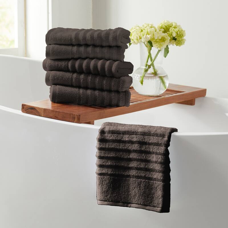 Linery & Co. Combed Cotton Bath Towel Set - Hand Towel (Pack of 6) - Midnight Grey