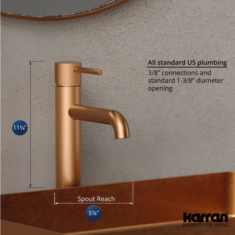 Karran Tryst KBF462 Single-Handle Single Hole Vessel Bathroom Faucet with Matching Pop-up Drain