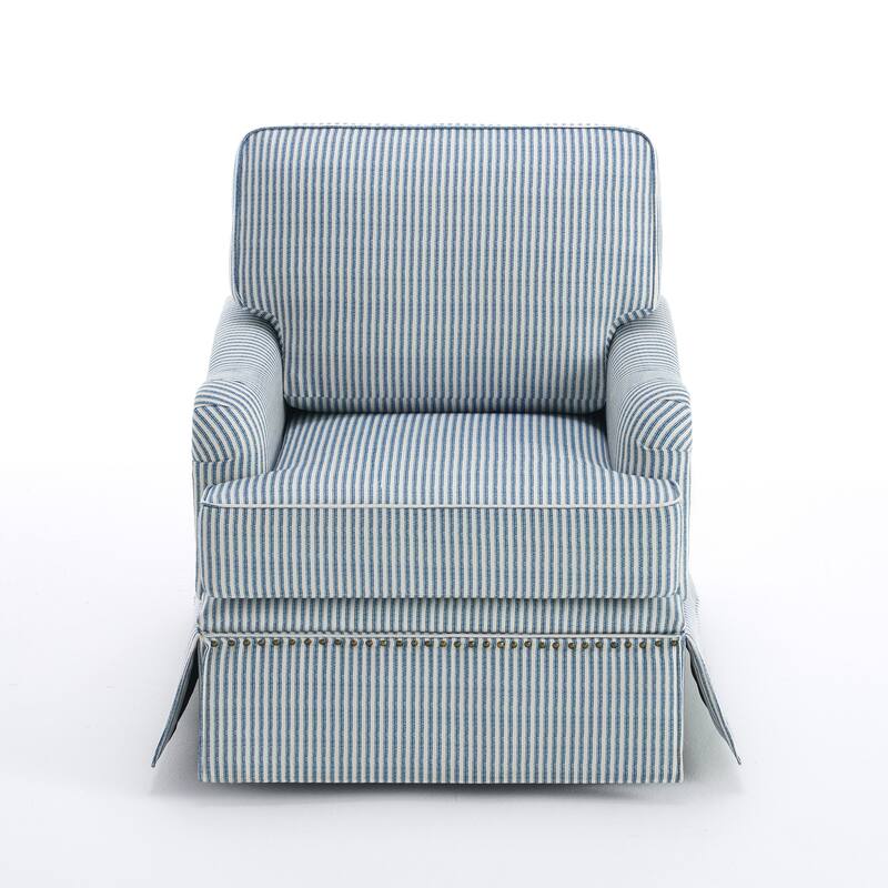 Set of 2 Chenille Swivel Accent Chair with Nailhead Trim Skirt