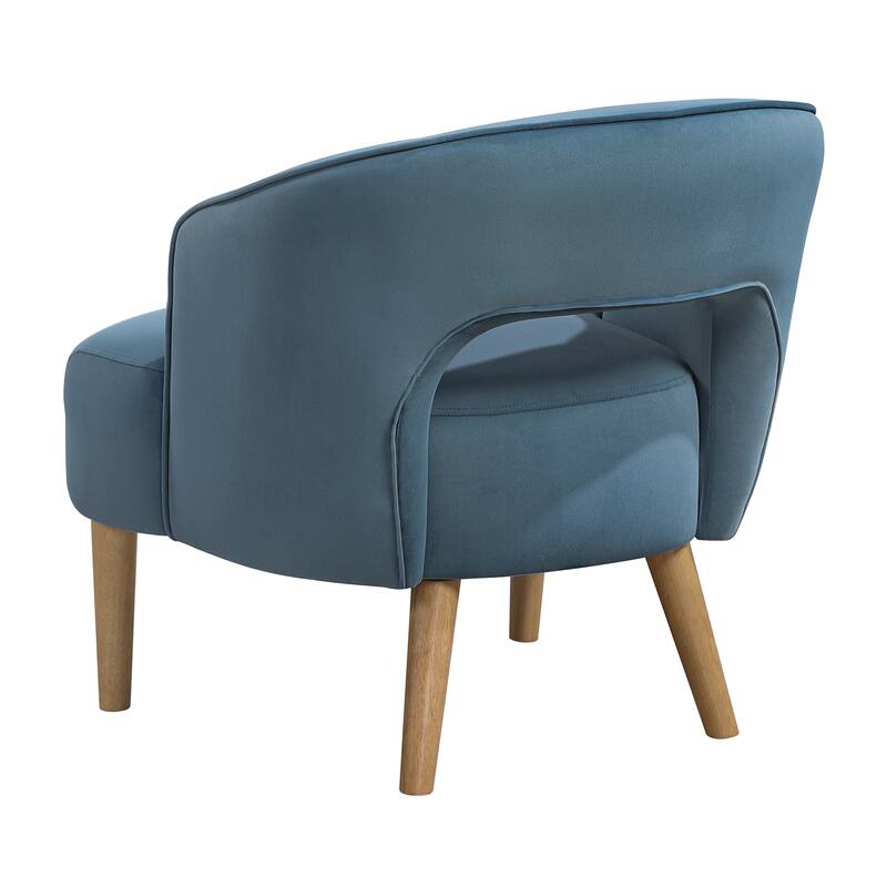 Elise 26" Velvet Accent Chair - Light Walnut Finish Solid Wood Legs