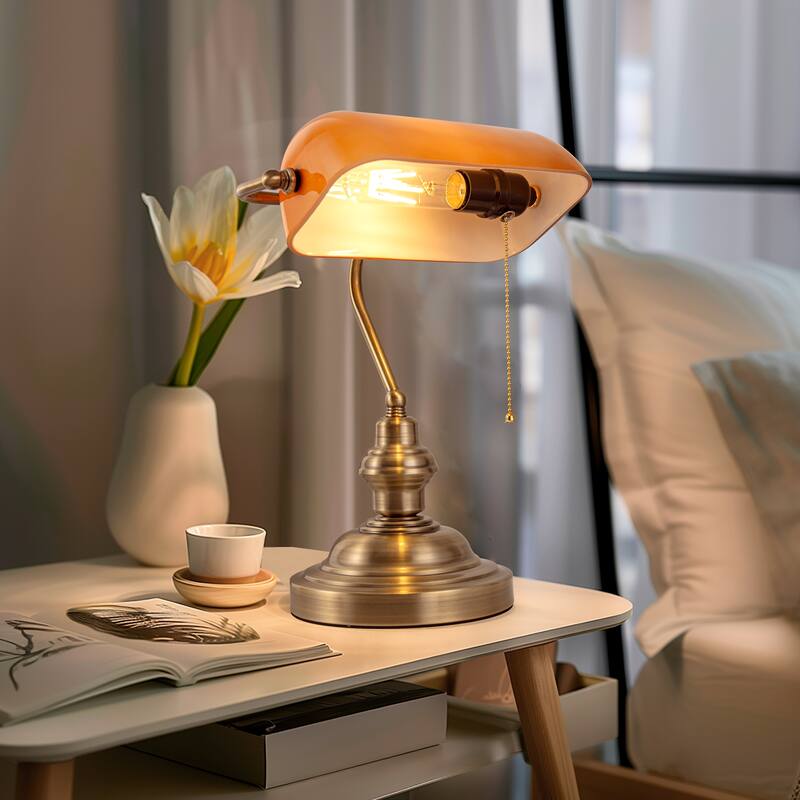 Orange E26 Single-Head Bedside Table Lamp, Modern Corded Nightstand Light, Warm Glow Ambient Lighting - 10.43*7.08*14.17