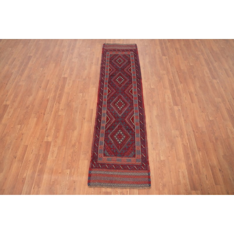 Hand Knotted Oriental 100% Wool Carpet Traditional Tribal Red Balouch Runner Rug - 7' 5'' X 1' 11''