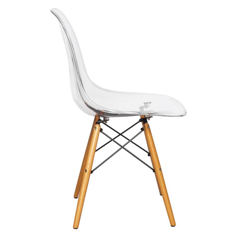 Cresco Acrylic Accent Banquet Side Dining Chair in Solid Beech Wood Legs for Indoor Outdoor Home Office Living Room & Kitchen