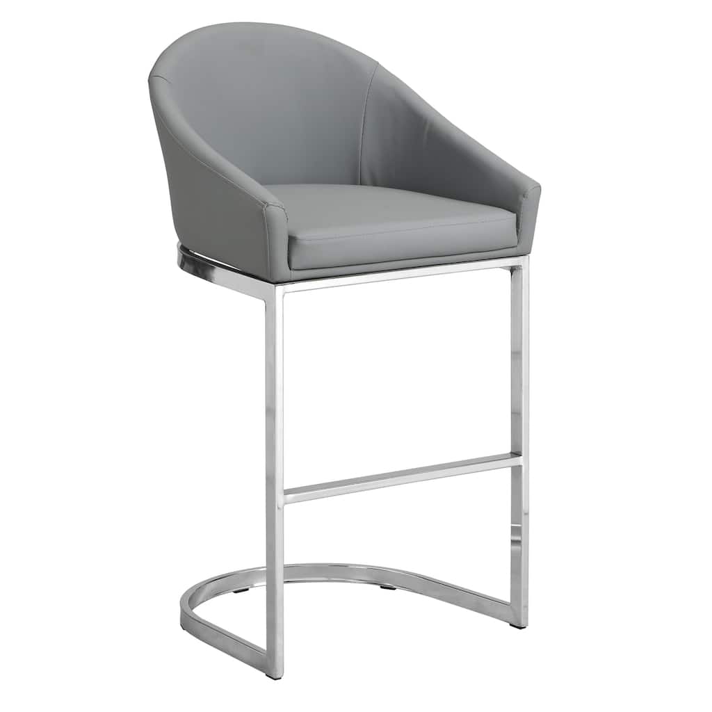 Upholstered Curved Counter Stool - 34.75" - Gray and Chrome