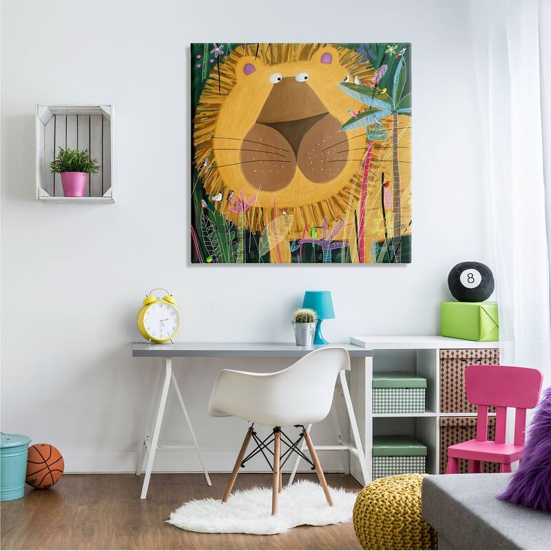 Stupell Tiger in Tropical Jungle Kids' Safari Animal Canvas Wall Art - Yellow