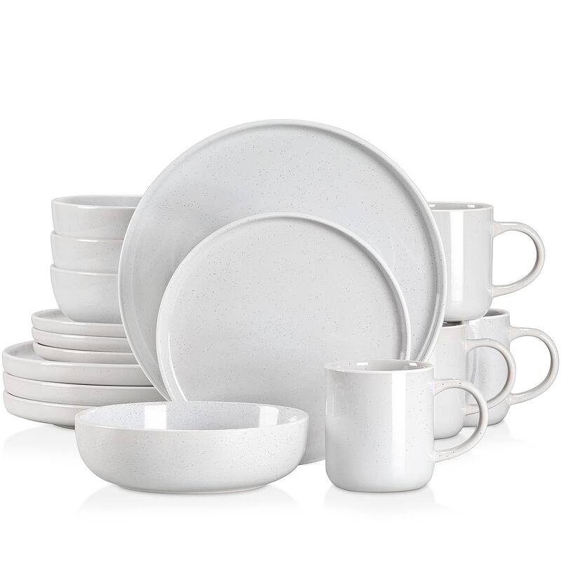 vancasso Sesam 16-Piece Speckled Dinnerware Set, Service for 4 - Cloud