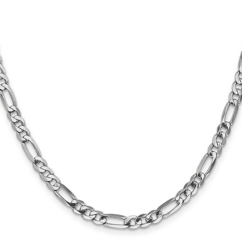 Curata 14k White Gold Solid Polished 5.0mm Flat Figaro Chain Bracelet 7 Inch