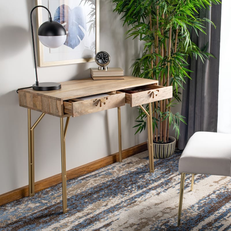 SAFAVIEH Allean Modern 2-Drawer Natural Wood Desk