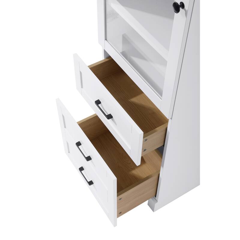 Fresco 16-28 Inch Bath Storage Glass Cabinet