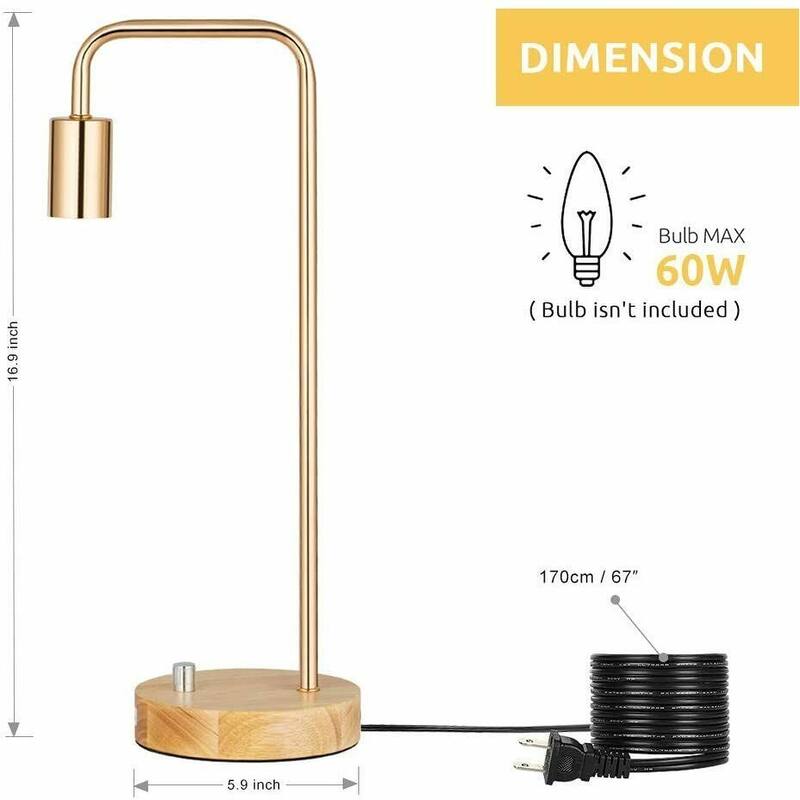 Set of 2 Industrial Table Lamps, Gold (Without Bulbs)