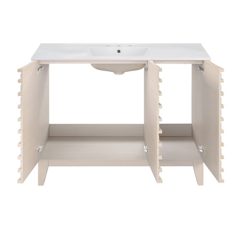 Cascade 48" Freestanding Bathroom Vanity In White Oak With 3-Hole Widespread Sink Top - 48