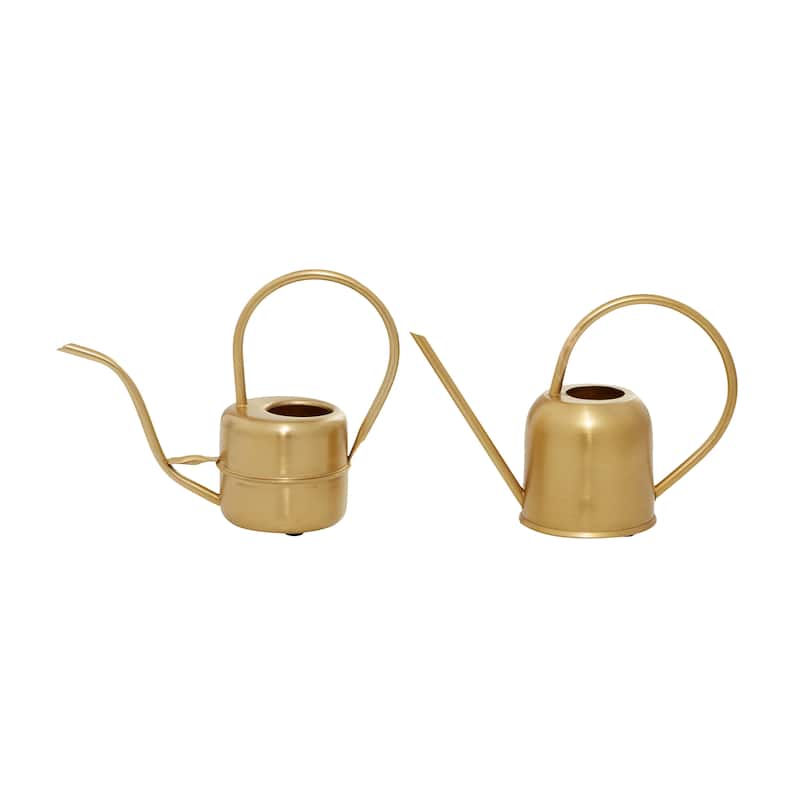 Gold Metal Watering Can Planter (Set of 2)