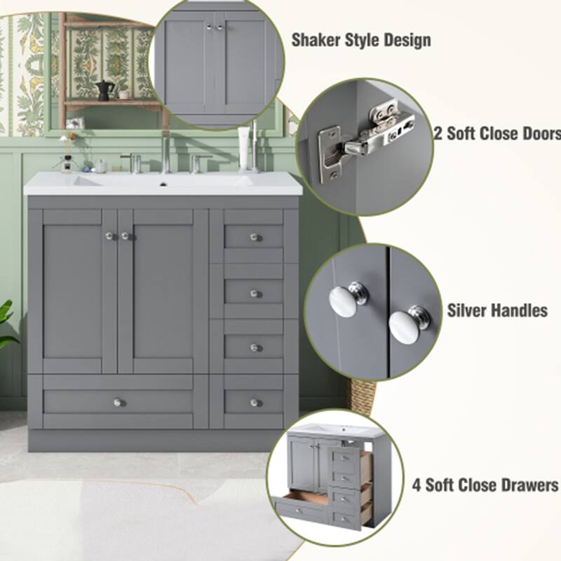 36 inch MDF Freestanding Bathroom Vanity without Counter Top