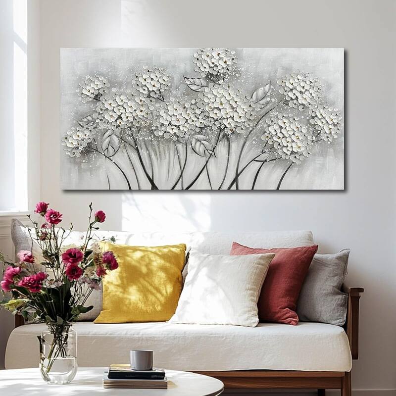 White Flower Wall Art- Canvas Print Art- Botanical Pictures