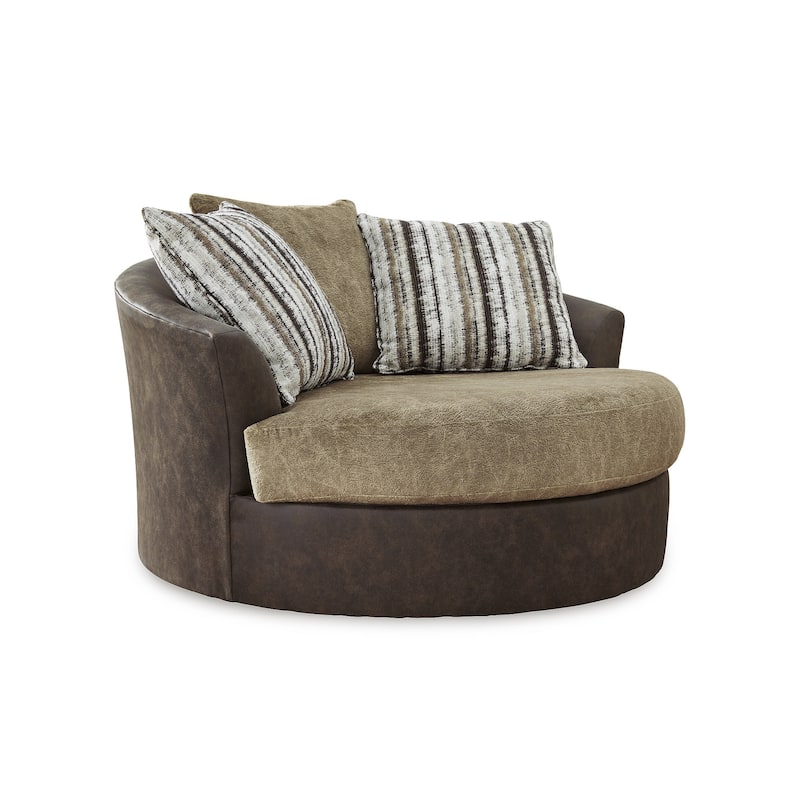 Signature Design by Ashley Alesbury Chocolate Oversized Swivel Accent Chair - 57"W x 56"D x 40"H
