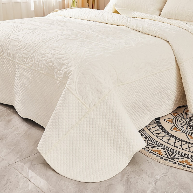 MarCielo 3 Piece Cotton Oversized Bedspread Quilt Set Tmonica