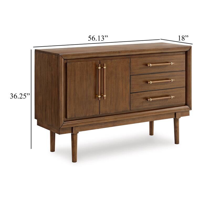Jeyn Dining Room Server with 3 Drawers and Fixed Shelf, Brown Hardwood