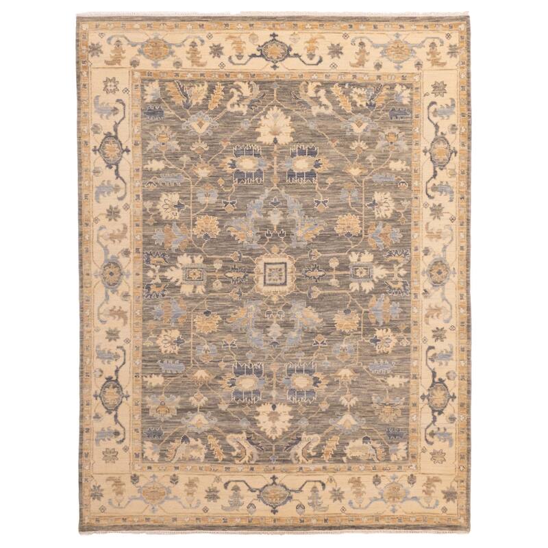 ECARPETGALLERY Hand-knotted Modern Oushak Dark Grey Wool Rug - 8'0 x 10'3