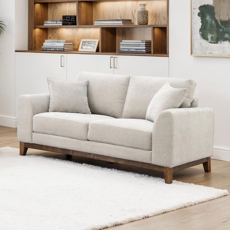 Furniture of America Lurek Mid Century Modern OEKO TEX Chenille Loveseat - Light Grey