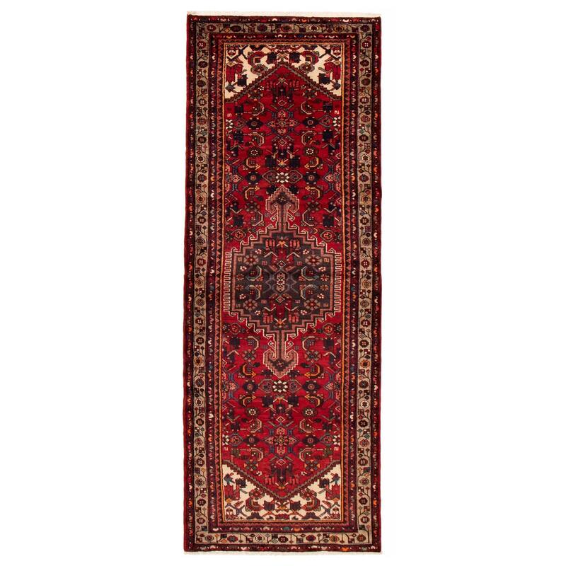 ECARPETGALLERY Hand-knotted Andelz Red Wool Rug - 3'8 x 10'2 - Red - 3'8 x 10'2