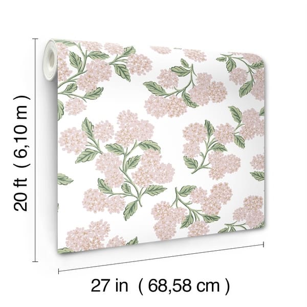 Hydrangea Pink and White Peel and Stick Wallpaper