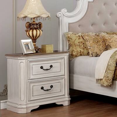 Windy Poplars Traditional White Wood 2-Drawer Nightstand with USB Ports by The Gray Barn