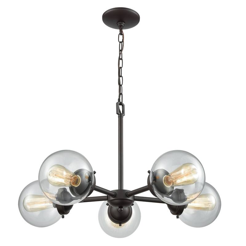 Elk Home Beckett Oiled Bronze With Clear Glass 5 Light Chandelier - 5-Light