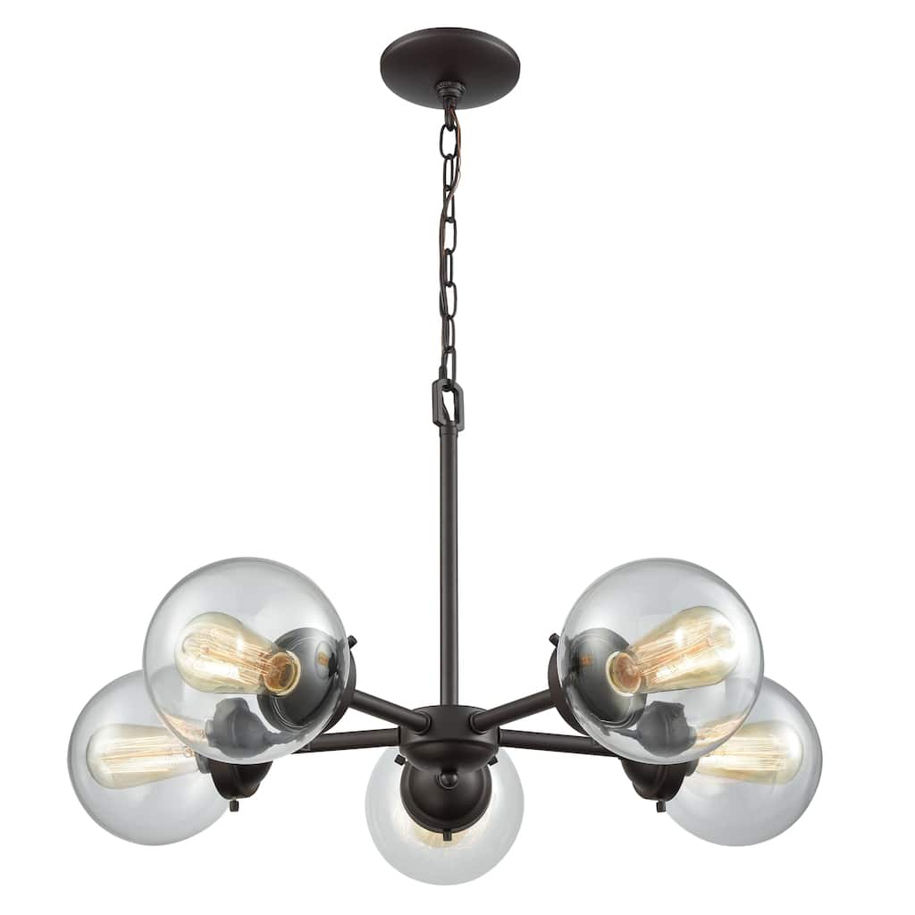 Elk Home Beckett Oiled Bronze With Clear Glass 5 Light Chandelier - 5-Light