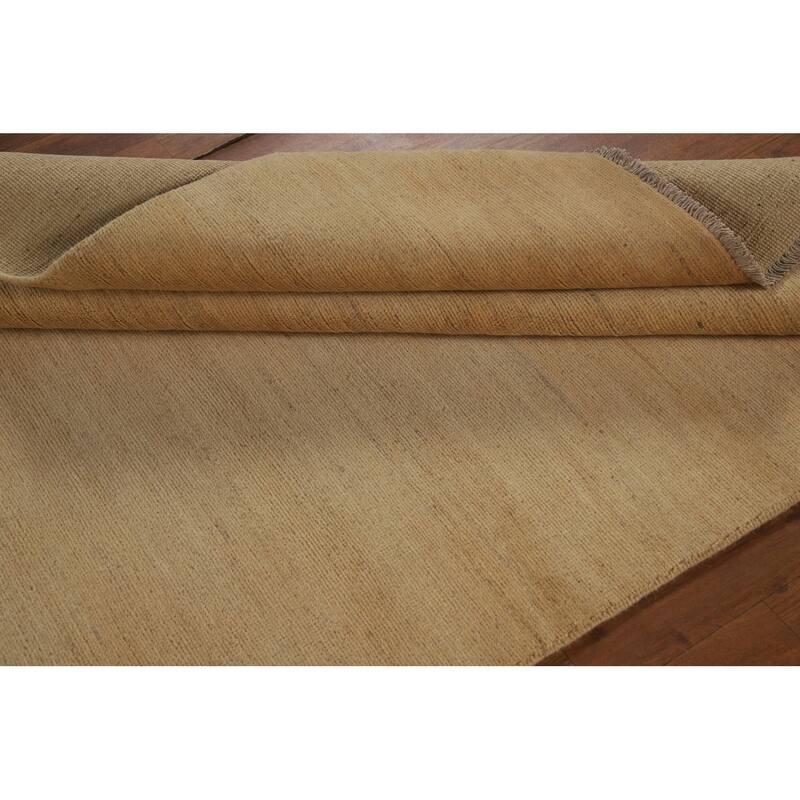 Contemporary Gabbeh Oriental Area Rug Hand-Knotted Solid Wool Carpet - 4'3" x 6'7"