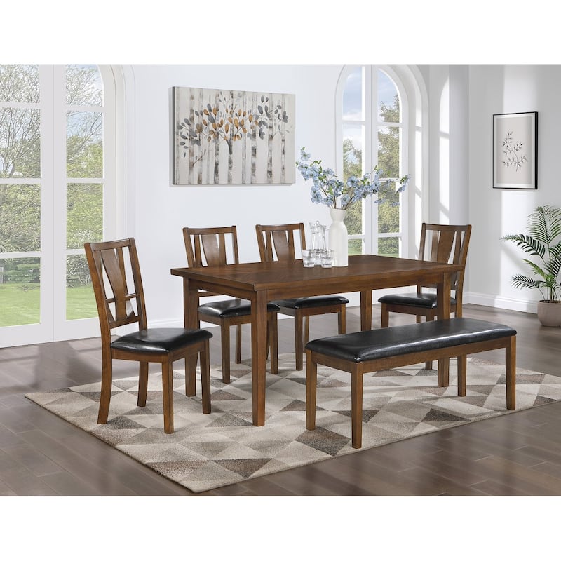 DTY Indoor Living Gunnison 6-Piece Dining Set with Bench, Brown Cherry
