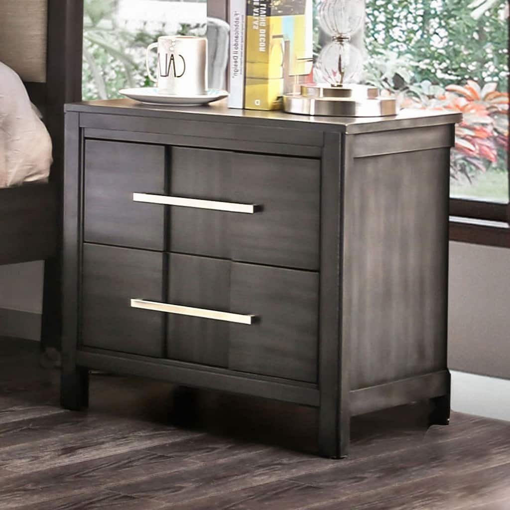 Beautiful 1pc Nightstand Transitional Style Gray Bedside Table