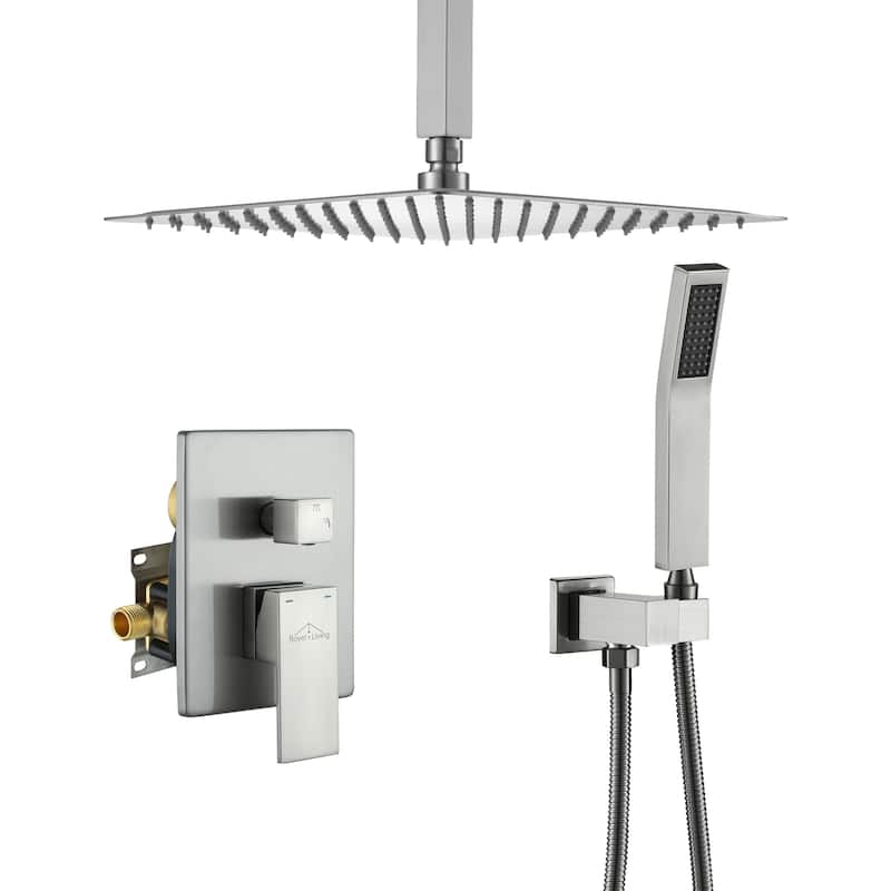 2-Function 10/12/16 In Ceiling Mounted Shower System - 12" - Brushed Nickel