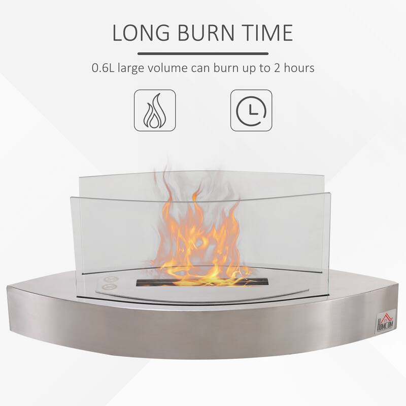 HOMCOM Tabletop Fire Pit Bowl Centerpiece Table Decoration with Glass Walls - N/A