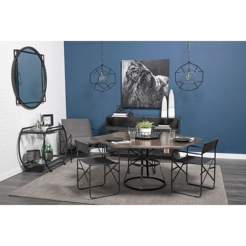 Helena 20L x 20W Black Metal Mirrored Bottom Round Serving Tray - 19.9L x 19.9W x 3.9H