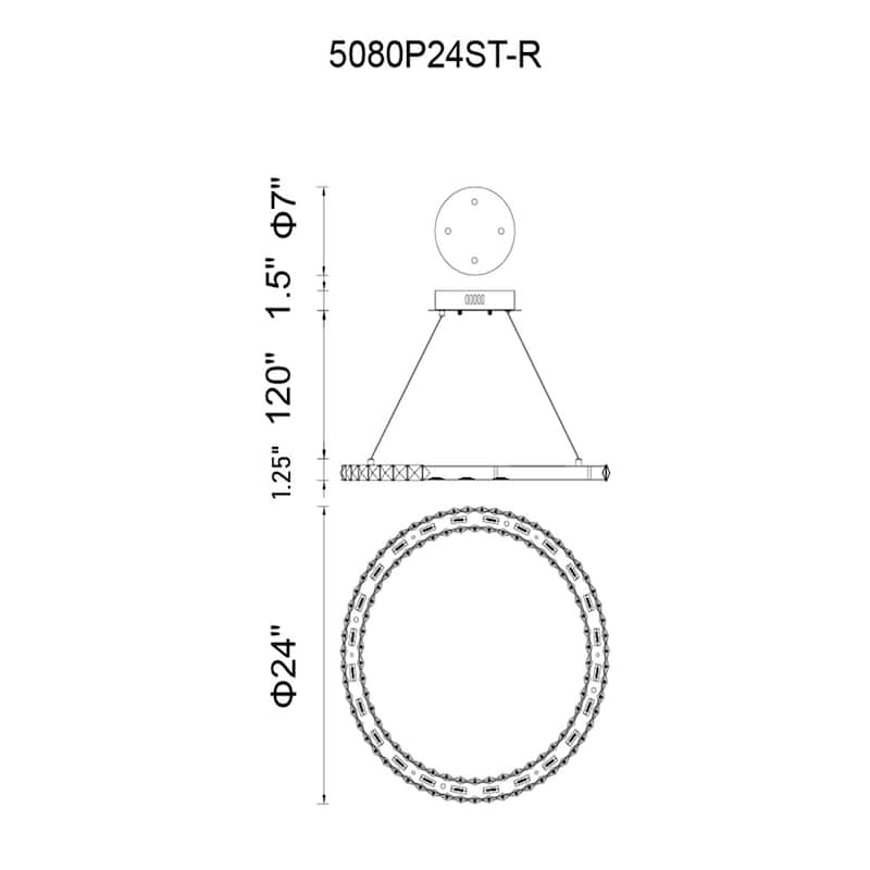 Ring Integrated LED 24in Chrome Chandelier - Stainless Steel