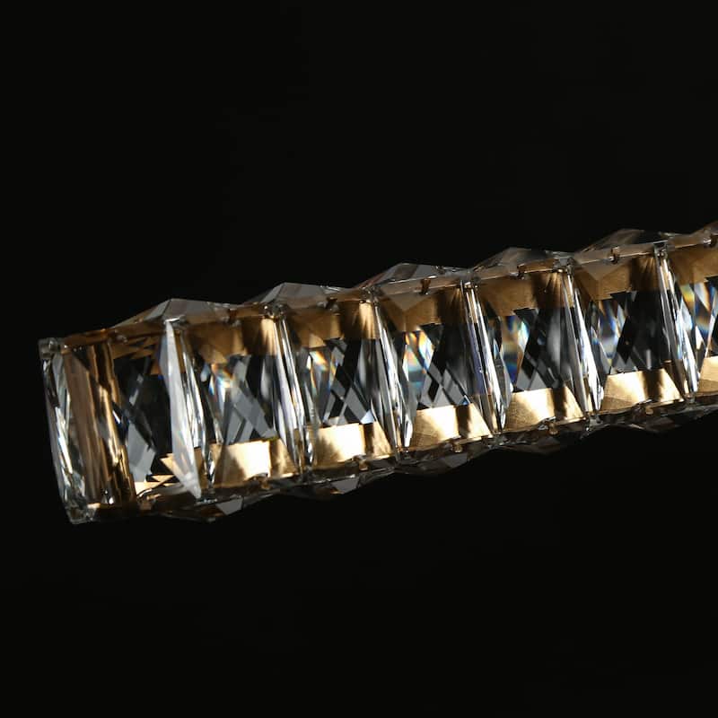 Modern 51.2 IN. Gold 2-Light LED Crystal Chandelier Oversized Kitchen Island Lights - 51.2" W x 5.5" H x 9.4" D