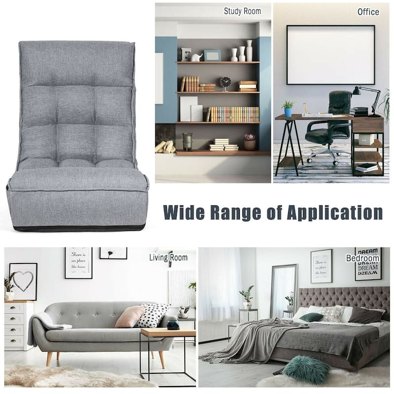 4-Position Adjustable Floor Chair Folding Lazy Sofa - 24" x 26" x 31" (L x W x H)