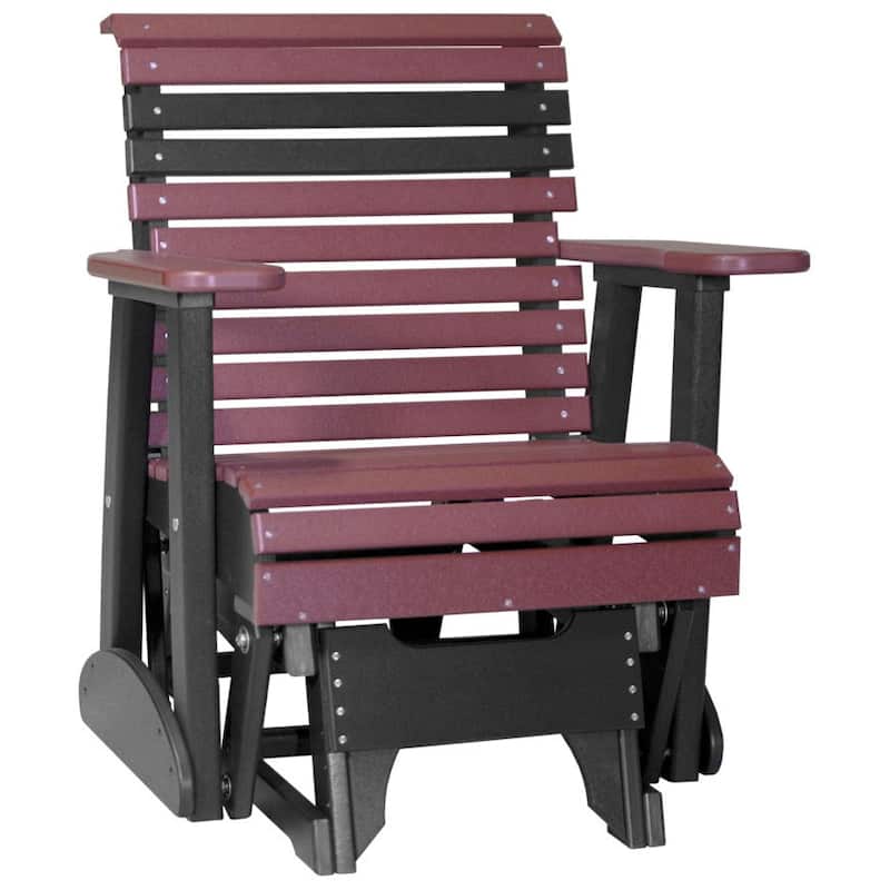 Poly Lumber Plain Rollback Patio Glider - 2' - Cherrywood & Black
