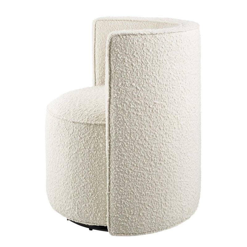 Kerman Sleek Modern Ivory Fabric Upholstered Swivel Accent Chair