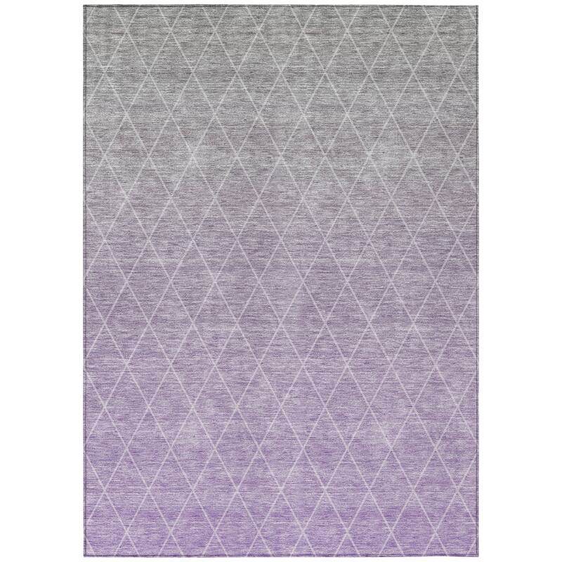 Machine Washable Indoor/ Outdoor Ombre Trellis Chantille Rug