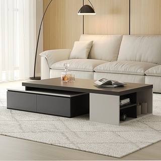 Minimalism Modern Rectangular Extendable Coffee Table with Drawer ...