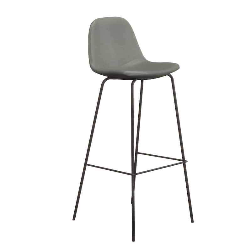 Maxine Vegan Leather Bar Height Stools Black Legs (Set of 2) - Slate Vegan Leather