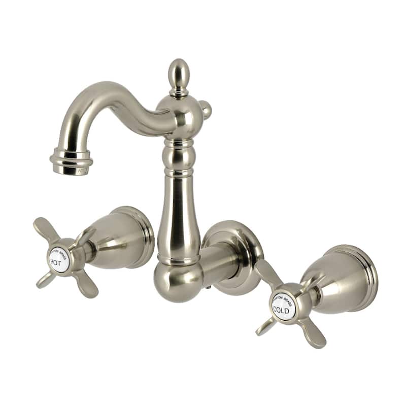 Kingston Brass Essex Double-Handle Wall Mount Bathroom Faucet - Brushed Nickel