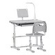 preview thumbnail 8 of 12, Kids Desk and Chair Set with Adjustable Tabletop, LED Light, Cup Holder, Drawer, and Pen Box, Ideal for Homework, Ages 6-12 Grey