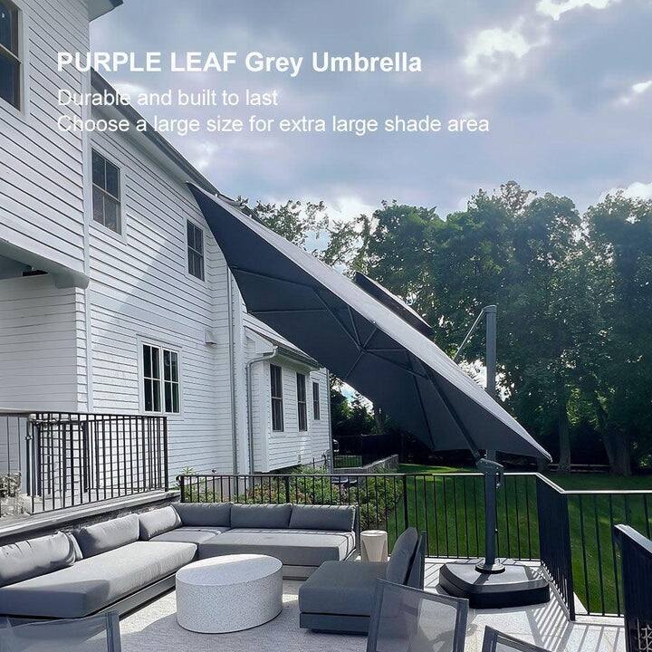 PURPLE LEAF Luxurious Design Square Patio Cantilever Umbrellas with Base UV50+ Fade Resistant