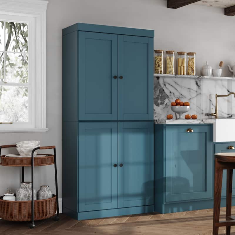 Palace Imports 100% Solid Wood 32" Pantry Cabinet with Shaker Doors and Adjustable Shelves