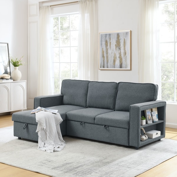 L-Shape 3-Seat Convertible Sleeper Sofa Bed with Storage Chaise - Bed ...